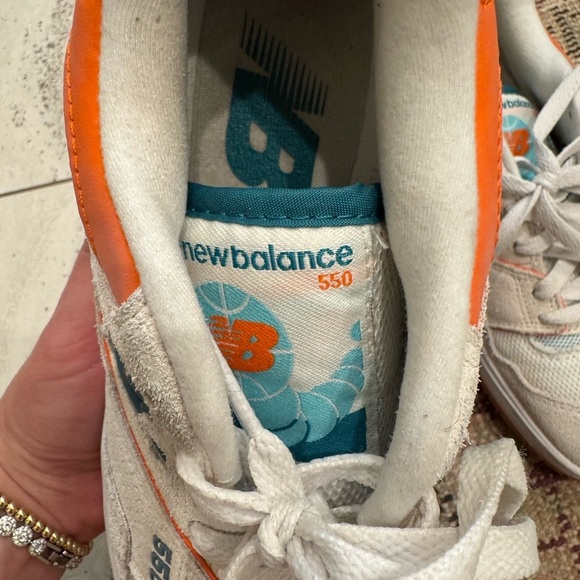 New Balance Wmns 550 'Sea Salt Verdigris' Women’s Tennis Shoes Orange Blue - Picture 4 of 7